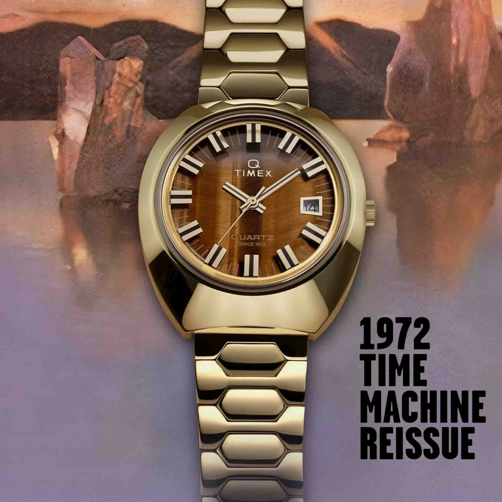 Timex Q 1972 Time Machine Reissue 39mm Tigers Eye SS - Image 2