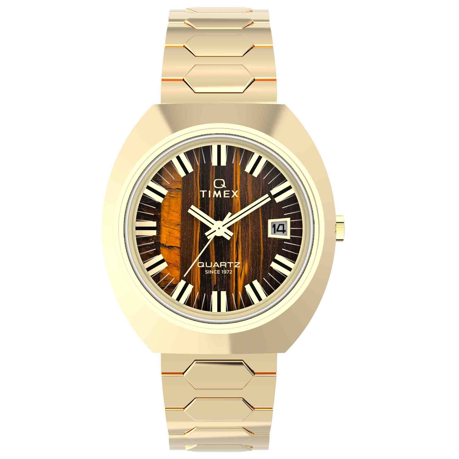 Timex Q 1972 Time Machine Reissue 39mm Tigers Eye SS