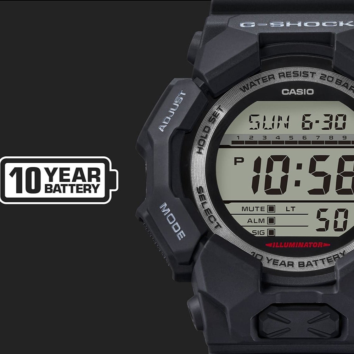 G-Shock GD010 10 Year Battery Digital All Black - Image 3
