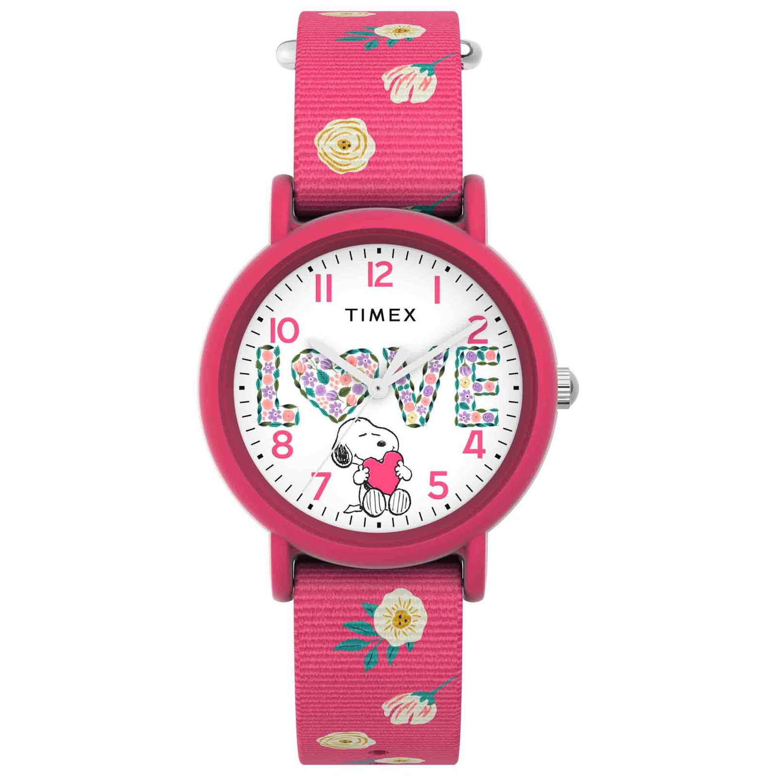 Timex Color Rush x Peanuts 34mm Love Floral Pink